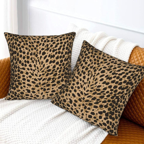Leopard Skin Wild Animal Print Throw Pillow Cover Set of 2, Decorative Square Pillowcase for Bedroom, Living Room