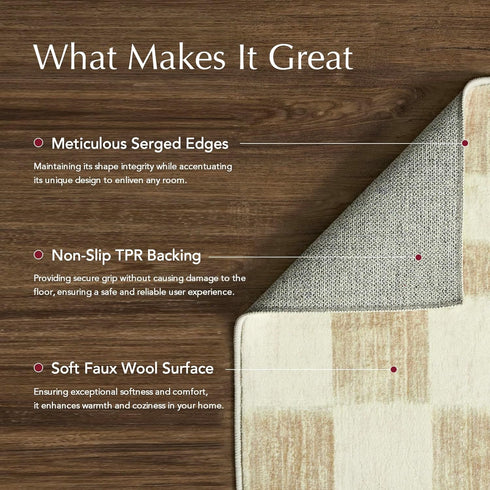 EVERGRACE Checkered Plaid Area Rug 2x3, Soft Fuzzy Faux Wool Washable Anti Slip Small Rug for Entryway Bedroom
