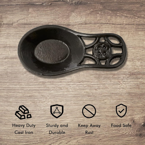 Cooking Spoon Rest for Stove Top, Cast Iron Utensil Holder, Heavy Duty Kitchen Accessories, Dishwasher Safe, Coffee Gold