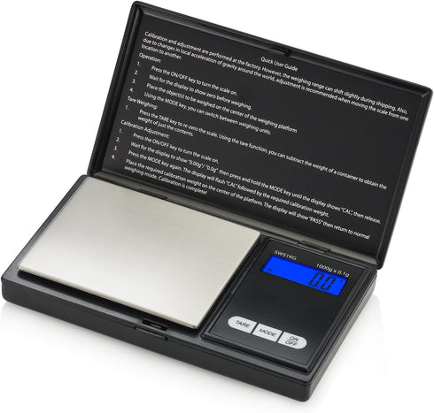 Smart Weigh Digital Pocket Gram Scale, 1000g x 0.1 Grams, Black, Battery Included