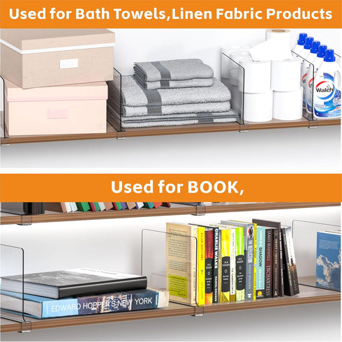 Yieach 6 Pack Closet 9.2 Closet Closet Clear Acrylic Shelf Divider for Organization - Tall Dividers for Wood