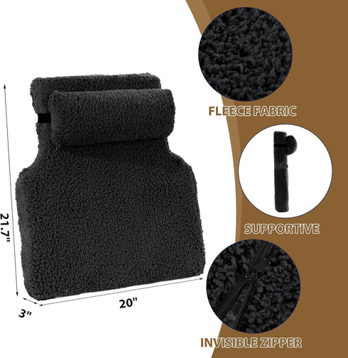 HOMBYS Sherpa Fleece Lumbar Support Pillow with Headrest for Recliner,Memory Foam Chair Cushion for Back Pain,Big High