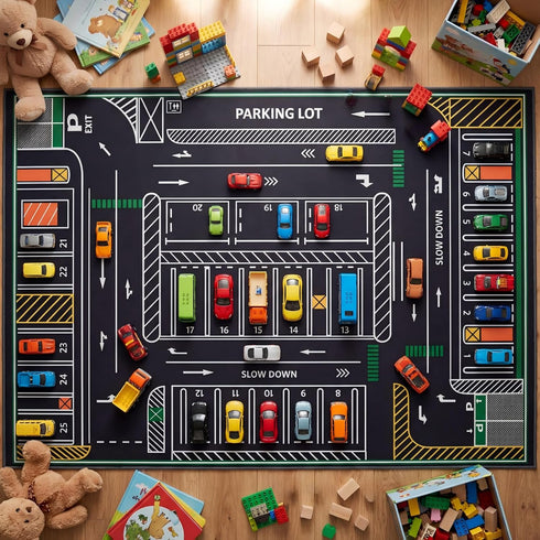 Tinideya Kids Playmat Rug 5x7 ft, Non-Slip Rubber Backing Traffic Road Playmat,