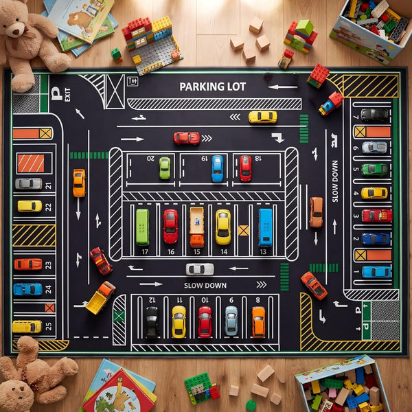 Tinideya Kids Playmat Rug 5x7 ft, Non-Slip Rubber Backing Traffic Road Playmat,