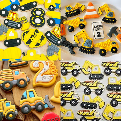 Bulldozer Set 8 ZADE Construction Theme Cement Mixer Dump Truck Crane Excavator Forklift Train Cookie Cutters Pcs