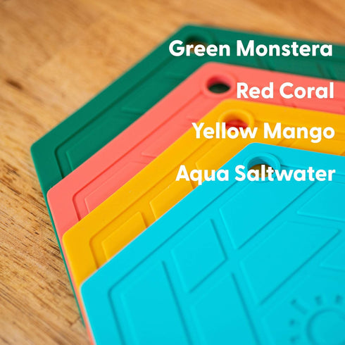 Set of 3 Silicone Trivet Mats, Hot Pads, Potholders for Pots and Pans (Aqua Saltwater)