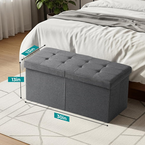 Snuvid 30-INCH Storage Ottoman Bench, Footrest with Storage, End of Bed Bench Coffee Table for Living Room, Bedroom