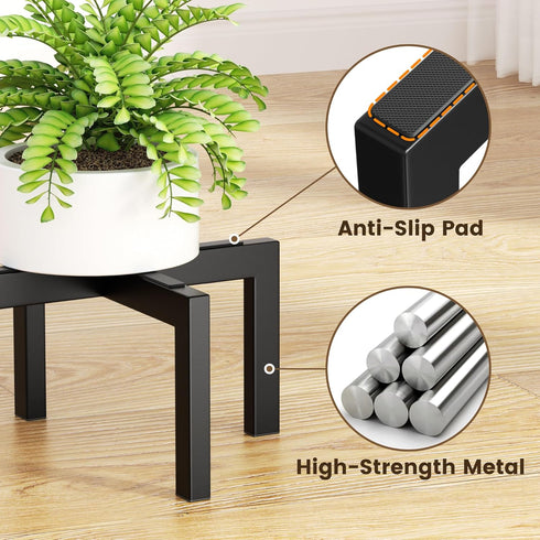 6.1 bussdis Plant Stand Holder Single Plant Riser For Indoor Outdoor Flower Pot Stand IN Tall Metal Black