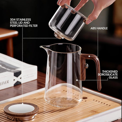 27.05 oz MACTANO Enchant Series Glass Magic Teapot with Magnetic Infuser, Modern Personal Tea Pot for Loose Leaf Tea