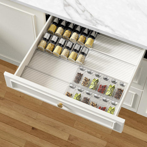 AMBIRD Spice Drawer Organizer, 4 Tier-2 Set Clear Spice Rack Tray Expandable