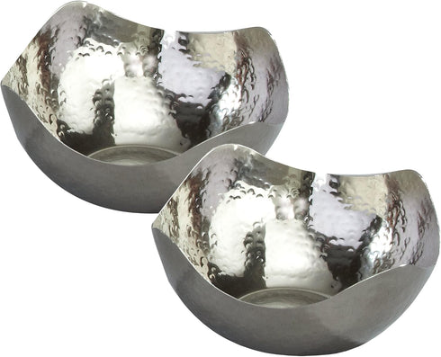 Elegance Hammered 6-Inch Stainless Steel Wave Serving Bowls, Set of 2, Silver by Elegance
