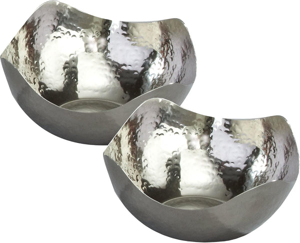 Elegance Hammered 6-Inch Stainless Steel Wave Serving Bowls, Set of 2, Silver by Elegance