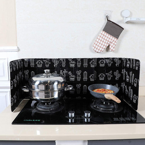 2 Pcs 3 Sided Foldable Grease Splatter Guard, Aluminum Foil Splash Screen for Frying Pan Cooking