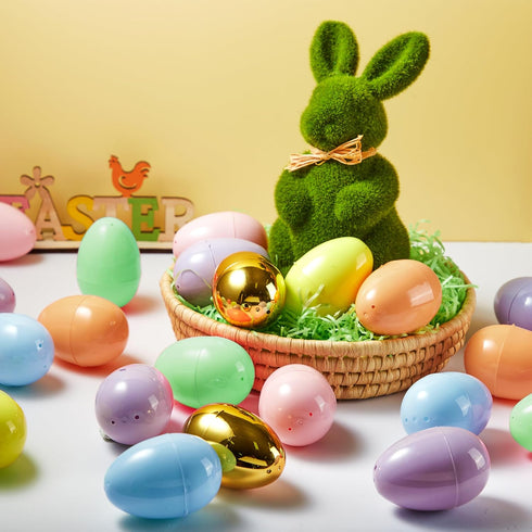 48 3.15" 2 JOYIN PCS Pastel Easter Eggs + Golden Eggs, Empty Easter Eggs Fillable, Colorful Plastic Eggs Bulks
