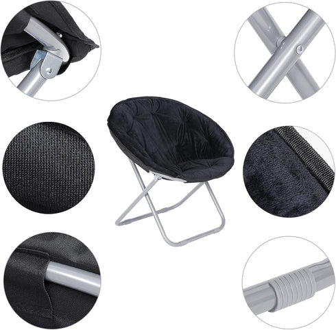 Nova Microdermabrasion Folding Faux Fur Moon Chair Soft Plush Lounge Chair Moon Chair with Metal Frame for Bedroom