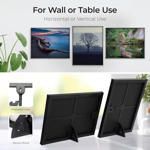 MANTELLO ESSENTIALS 8.5 x 11 Picture Frame 6 PACK, Front Loading Frames for Pictures, Documents, Certificates
