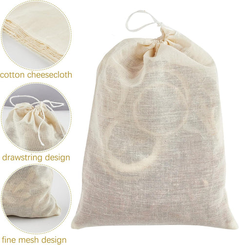 24 Pack (6 8 inch) TUZAZO Reusable Spice Bags for Cooking, Cheesecloth Bags for Straining, Drawstring Cotton Tea Bags
