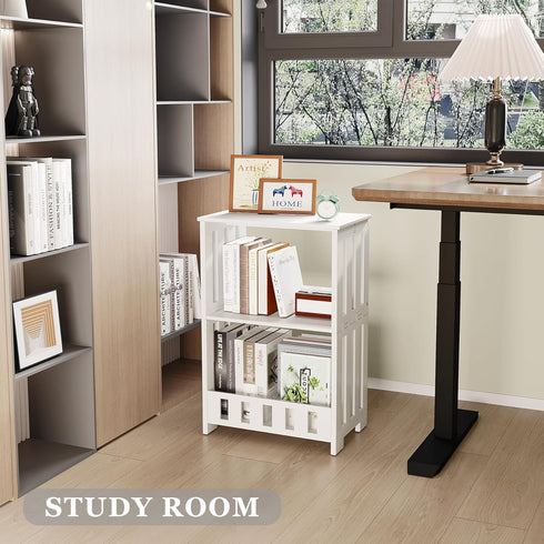 3 HAYOFAMY Tier Side Table Night Stand, Narrow End Table with Display Shelf, Small Bookcase Bookshelf, Simple Bedside
