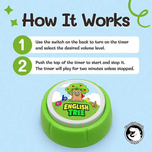 2 English Tree Toothbrush Timer for Kids Musical Minute Teeth Brushing Timer with Lights, Educational Toothbrushing