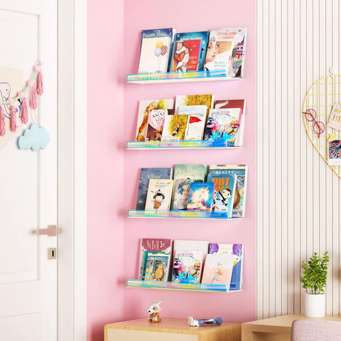 15" 4 Pack upsimples Acrylic Shelves for Wall Decor, Display Shelf for Perfume, Skincare, Nail Polish, Wall Organizer