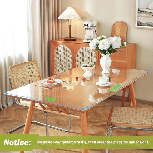 18 36 Inch, 1.5mm Clear Table Protector x Thick Plastic Table Cover, Waterproof PVC Clear Table Cover Protector, Desk