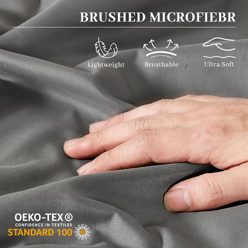 YIYEA King Pillow Cases Set of 4, Ultra Soft 1800TC Hotel Quality Double Brushed Microfiber Embroidered Pillowcases,