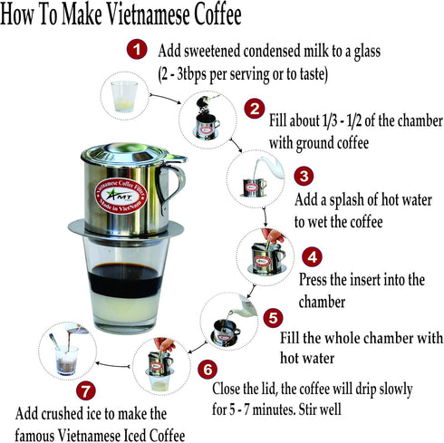AMT 9.5 oz Coffee Maker with Phin Filter, Screw Down Dripper for Vietnamese Style Coffee at Home