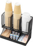 Mind Reader Cup and Condiment Station, Countertop Organizer for Coffee Bar, Metal Mesh, 13"L x 6.45"W x 11.25"H, Black