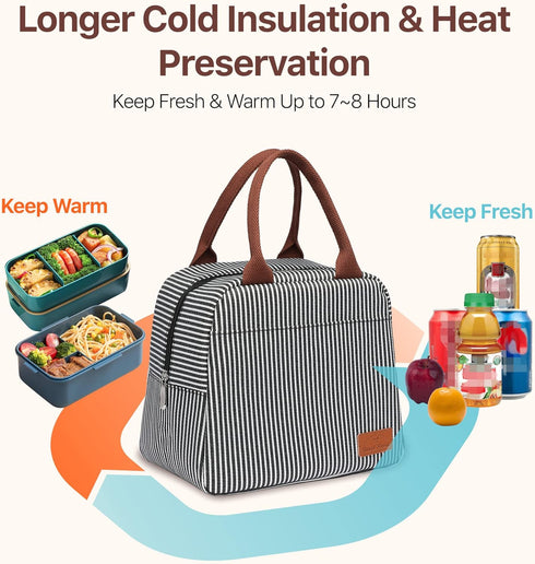 Bagseri Insulated Lunch Bag for Women, Reusable Leakproof Thermal Cooler Sack for Work and Picnic