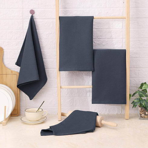 Homaxy 100% Cotton Dish Cloths - Waffle Weave Soft Absorbent Dish Towels, 6 Pack, 12 x 12 Inches, Dark Grey