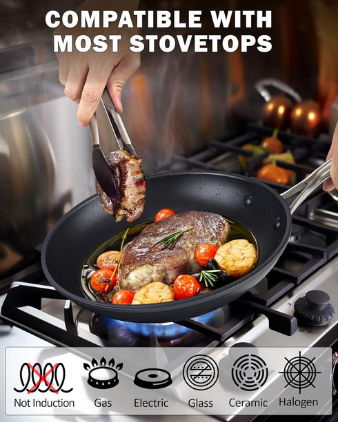Cooks Standard Frying Omelet Pan, Classic Hard Anodized Nonstick 8-Inch/20cm Saute Skillet, Black