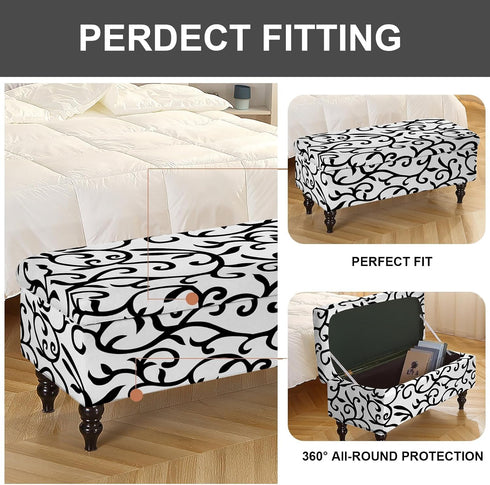 37) Eco-Ancheng Storage Ottoman Cover Rectangle Ottoman Slipcover Folding Storage Bench Cover Footrest Stool Slipcover