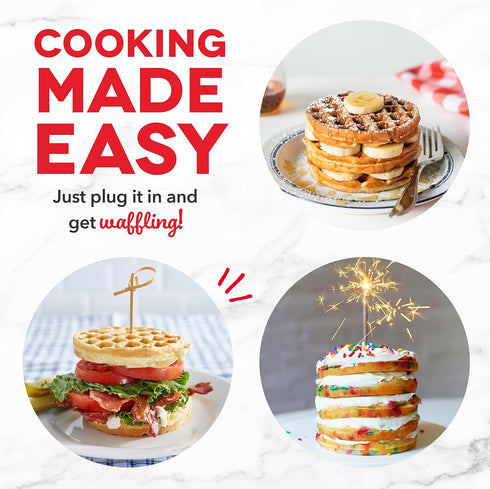 DASH Deluxe Mini Maker for Individual Waffles, Hash Browns, Keto Chaffles, Included Brush and Cord Wrap, Easy to Clean