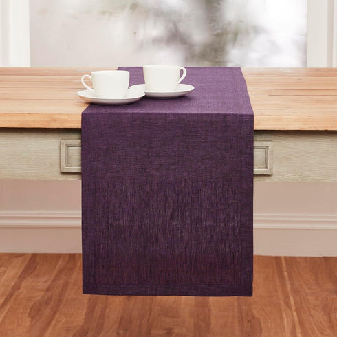 Solino Home Linen Table Runner - 100% Pure Linen Grape Table Runner 14 x 36 Inch for Dresser and Coffee Tables - Athena