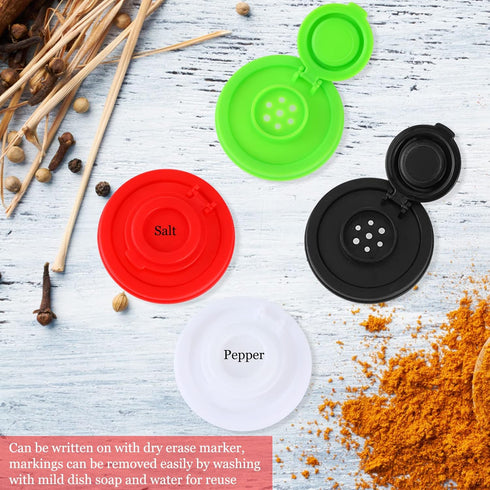 4 Pcs Mini Salt and Pepper Shakers Set, Plastic Pepper Shaker with Lid, Clear Spice Jars for Travel Camping Kitchen