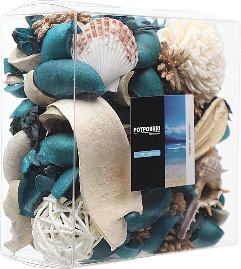 Qingbei Rina Summer Potpourri, Ocean Scent Dried Flower, Blue Decorative Bowl Vase Filler, Home Fragrance Sachet