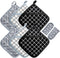 Heat Resistant Potholders Hot Pads - 6 Kitchen Pot Holders Set with 2 Pan Hot Handle Holders for Cooking