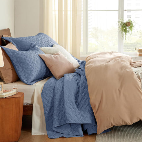 Set, Set 1 (68" 86") Bedsure Quilts Twin Size - Lightweight Bedspreads Twin Size with Basket Weave Pattern, Soft Quilt