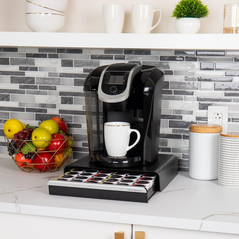 Mind Reader Single Serve Coffee Pod Drawer, 36 Pod Capacity Countertop Organizer, Black