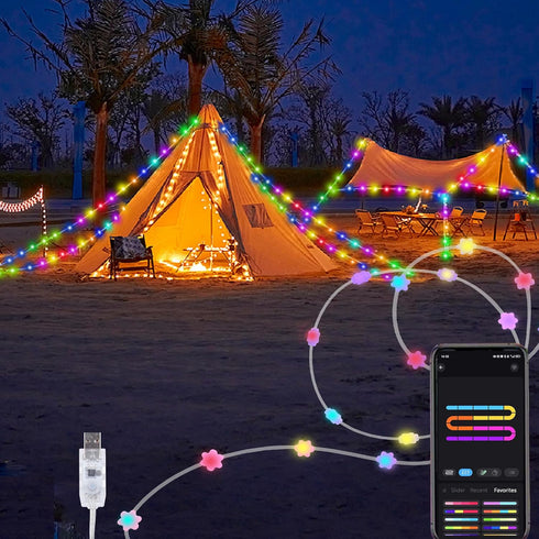 Smart Flower Fairy Lights, 33FT 66 LED String Light, Halloween Lights Outdoor