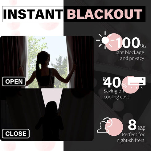 84 inches 2 Room,52" 84",Grommet Jubilantex Pom Pom Pink Blackout Curtains Long Panels Triple Weave Window Treatments