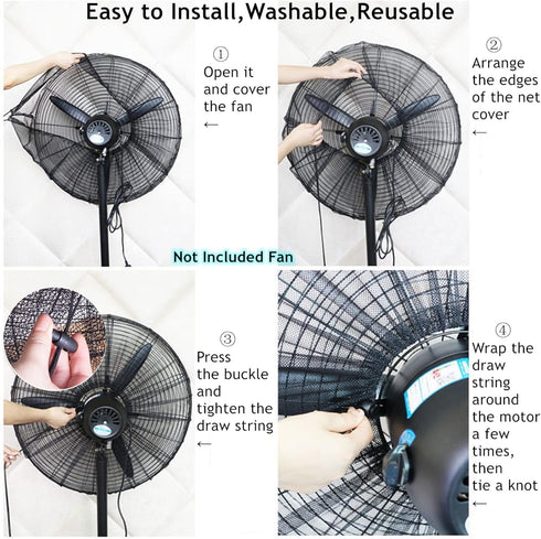 2 PACK Fan Cover for 30 Inch Industrial Pedestal Fan, Dust Cover for Kids Finger Protection, Washable, Reusable