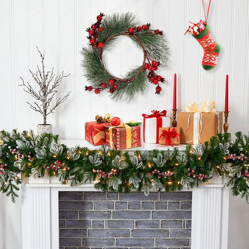 Christmas Candle Rings Wreath, 4.3" 4 PCS, Red Artificial Berry Table Decorations for Holiday Decor