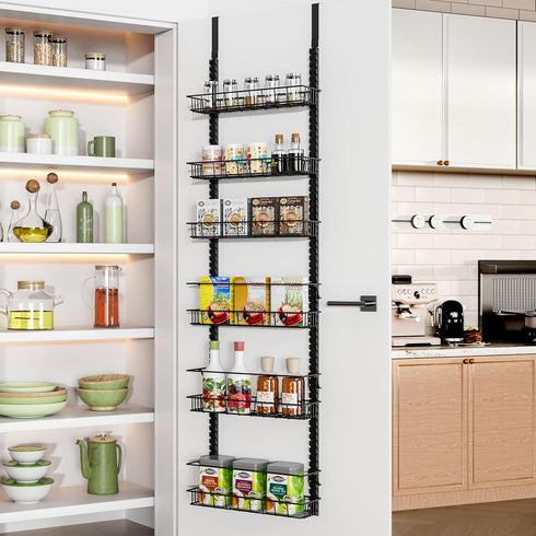 Churboro Over the Door Pantry Organizer Rack with 6 Adjustable Baskets, 6
