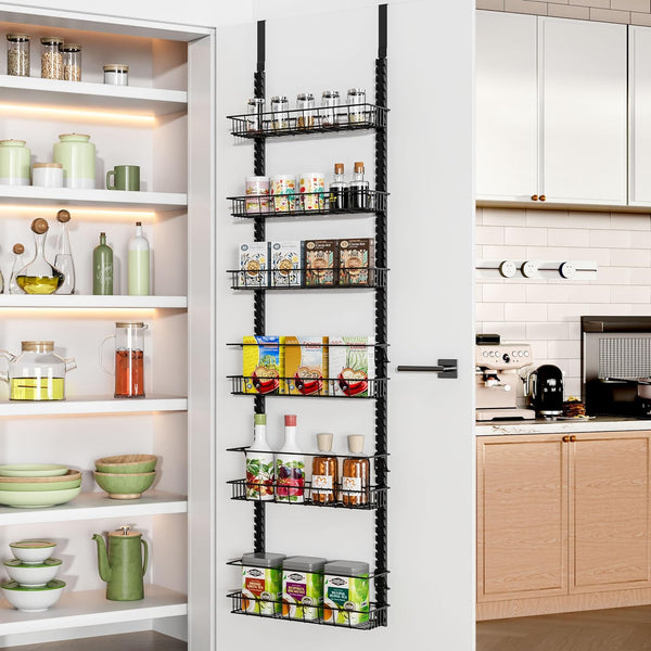 Churboro Over the Door Pantry Organizer Rack with 6 Adjustable Baskets, 6