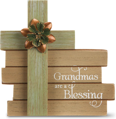 Pavilion Gift Company Simple Spirits Cross Plaque, Grandmas are A Blessing, 6 Inch, Solid Green