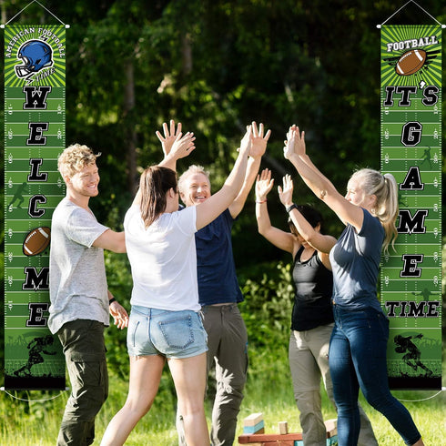 Football Party Banner Decorations 71" x 12" Welcome Sign for American Football Theme Birthday Shower