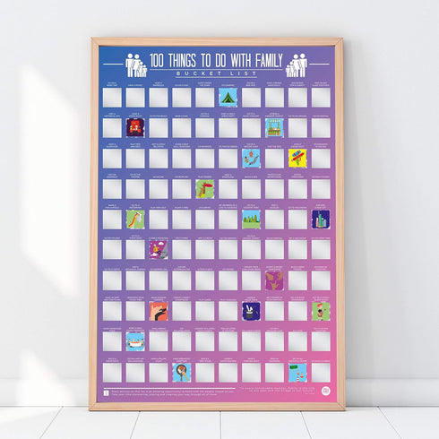 Gift Republic 100 Family Activities Scratch Off Poster, Things to Do with Activity Ideas Wall Art Bucket List