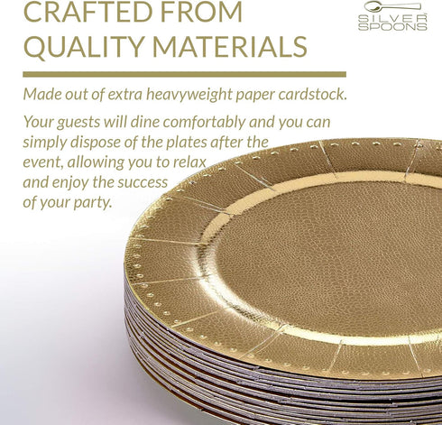 Elegant Disposable Charger Plates for Party, 13” (10 Piece), Perfect for Celebrations & Events, Gold