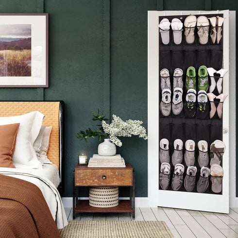 Mosghuiy 35 Closet, Over The Door Shoe Organizer, Mesh Pockets Shoe Rack for Entryway, Bathroom, Heavy-Duty Hanging